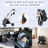 Chihuahua 3-in-1 Foldable Pet Stroller 4-Wheel for Small Dogs, Cerulean