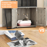 GAOMON Litter Box Enclosure With Platform, Double Layer Hidden Furniture, Modern Villa Cabinet With Ladder, Cat Washroom Indoor, Grey