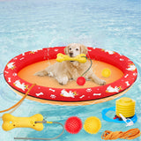 Gemscream 55 x 35'' Inflatable Dog Pool Float Set, Large Dog Float Raft up to 100lbs with Fetch Chew Toy and 2 Squeaky Balls for Summer, with Air Pump & 5ft Woven Ribbon, Outdoor Training, Swim & Play