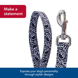 Coastal - Styles Dog Leash - Vibrant and Trendy Dog Leash - Black Skulls Print - 5/8” x 6’