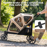 Dog Stroller for Medium Dogs 88lbs with Ramp for Easy Access Foldable Khaki