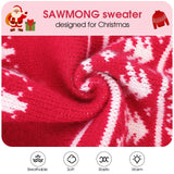 SAWMONG Dog Christmas Sweater, Cable Knit Christmas Pet Sweater, Snowflake Pattern Thick Warm Winter Dog Sweaters, Pet Sweaters for Small Medium Large Dogs(Red, L)