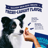 Finfare Freeze Dried Salmon Skin Treats for Dogs, Protein & Omega-3s, Grain Free Salmon Dog Training Treats, Crafted in USA, Bites - 2oz