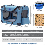 Petprsco Portable Collapsible Dog Crate, Travel Dog Crate 24x17x17 with Soft Warm Blanket and Foldable Bowl for Large Cats & Small Dogs Indoor and Outdoor