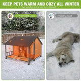GUTINNEEN Extra Large Heated Dog House for Outside XXL Insulated Dog House Outdoor Dog Kennel with Safe Heated Pad, Chew-Proof Metal Frame, Thermal Liner for Large Dog Breeds, 44.5" L x 45" W x 35" H