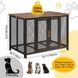 GarveeLife 48 in Large Dog Crate Furniture with Top Access Door, Heavy Duty Dog Crate Wooden Indoor Decorate Pet Cage, Indestructible Pet Dog Cage for Medium to Large Dogs