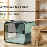 Cat Dryer, 20.5" x 15.7" x 20.5" Foldable Pet Dryer Box, Prevents Post-Bath Fur Scattering, Scratching and Biting Owner, for Cats and Small to Medium Dogs (Green)