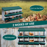 Garvee Chicken Nesting Boxes, 10 Hole Metal Chicken Laying Box with Removable Trays and Roll Out Egg Collection for Chicken Coop, Green