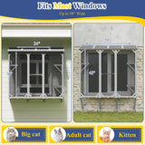 PetsCosset Cat Window Box Wooden Window Catio for Indoor Cats, Cat Enclosure with 4 Platforms & 3 Doors, Wall-Mounted Perch for Sunbathing, Play & Tunnel Connection, All-Weather Use, Keeps Insects Out