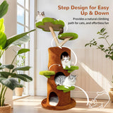 Wisfor Modern Cat Tree Tower: 58Inch Tall Cats Tree for Large Cats with Multi Condos - Indoor Wooden Kitty Tree House Sturdy with Scratching Post