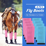 Bulyoou Set of 8 Mesh Fly Boots for Horse Breathable Mesh Horse Boots Protective Loose Wraps Adjustable for Preventing Legs Reduces Flies and Mosquitoes Bites(Lighe Blue, Light Pink)