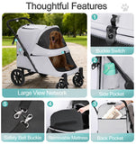 Dec-Mec Pet Stroller with Ramp for Large Dog up to 132lbs Portable&Foldable