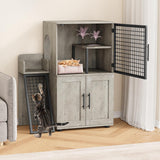 GAOMON Litter Box Enclosure With Platform, Double Layer Hidden Furniture, Modern Villa Cabinet With Ladder, Cat Washroom Indoor, Grey