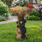 Hamiedun 23.6”Tall Resin fiber Outdoor Bird Baths for Garden - Standing Birdbath, Woodland Tree Trunk Decoration Yard Statue，Pedestal Birdbaths, Garden, Patio, Lawn, Backyard (24inch)