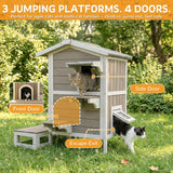 Weatherproof Outdoor Cat House, Cat Shelter with Feeding Station