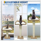 GarveeLife Cat Window Perch with Tall Scratching Posts and 2 Platforms, 40 in Sisal Climbing Tree Hammmock with Suction Cups, 2 Install Ways, Cats Window Bed with Removable Cushion