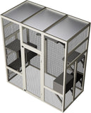 70" Large Outdoor Catio Cat Enclosure, Wood Cat Patio with Waterproof UV-Resistant Roof, Cats Shelter with 5 Platforms and 2 Resting Box, and Secure Rust-Proof Wire for Backyard or Patio