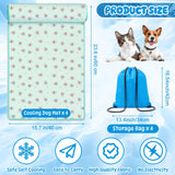 DoubleFill 4 Pack Cooling Pet Mats 15.7" x 23.6" Cooling Dog Beds with Supportive Pillow Self Ice Washable Cool Pads Summer Cat Sleeping Pad with Storage Bag for Summer Crate Floor (Small, Green)