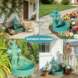 Solar Water Fountain with Backup Battery,Outdoor Metal Bird Bath Fountain,Solar Fountain Bird Bath for Garden, Patio & Yard Decor,Working at Night for at Least 6 Hours