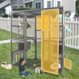 Ketive Catio Outdoor Cat Enclosure Large Window Cat House Walk in Kitty Cage with Multi-Level Platforms, Waterproof Roof for Mulitiple Cats (59" L x 29.5" W x 67.7" H)