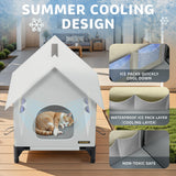 Cat House Cats - Dog Outdoor Indoor Waterproof Insulated House, Summer Cooling Cat with20 Ice Packs,Ice Pack Double Insulation for Small/Medium Cats