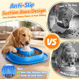 2-in-1 Slow Feeder Dog Bowl with Rolling Ball, Interactive Lick Bowl Toy for Dogs & Cats, Anti-Gulp Maze Feeder with Suction Base for Wet Food, Bone Broth & Treats, Anxiety Relief Enrichment Toy-Blue