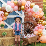 Horse Balloons, 60pcs 12 Inch Pink Brown Cowgirl Party Balloons with Horse Print Balloon, Birthday Balloon for Kids Girls Boys Cowgirl Cowboy Party Decorations Animal Pet Birthday Supplies