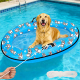 Inflatable Dog Pool Float with Rope, Portable Puppy Raft for Pool or Lake, Floating Pet Float for Small Medium Large Dogs, Up to 80 lb