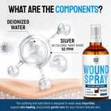 Horse Wound Care Spray with Silver – Wounds, Scratches, Cuts, Abrasions, Itching, Hot Spots, Skin Irritation – First Aid Solution and Breeds – 4 Oz