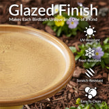 Sunnydaze 21" H Ceramic Bird Bath for Outside - Hand-Painted Outdoor Bird Bath Bowl, UV/Frost-Resistant Finish - Lemon Cognac