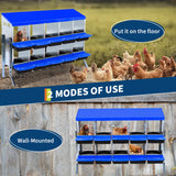 GarveeTech 10-Hole Poultry Nesting Box with Bracket & Egg Collection Tray, Chicken Laying Box with Ventilation Design for Hens & Ducks, Ideal for Backyard Coops and Small Farms