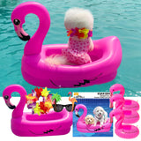 KUCDBUN Dog Pool Float, Funny 6-in-1 Inflatable Dog Floats for Pool, Pet Floatie Raft for Small Dogs, Puppy and Doggies, Pink Flamingo