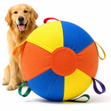 PETNOME Herding Ball for Dog with Durable Handles,Inflatable 18 Inch Herding Calming Jumbo Ball for Medium Large Dog Horse Outside Training Push Chase & Roll Blue Yellow Orange