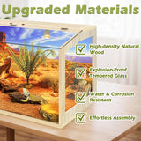 PROLEE Bearded Dragon Tank, Up to 81Gallon Reptile Enclosure, Tempered Glass Lizard Tank, Bearded Dragon Enclosure with Built-in Lamp Fixture for Chameleon (Skylight Roof, 30Gallons,24x15.5x15.5 Inch)
