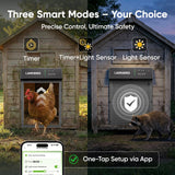 Larkbird Upgraded Automatic Chicken Coop Door Solar Powered, Auto Chicken Door with App Control, Custom Audio Recording, Timer & Light Sensor, Anti-Pinch Design