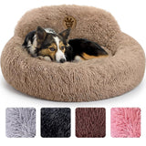 PetJett Calming Medium Dog Bed - 30'' Round Dog Beds - Washable Dog Bed - Anti-Slip Super Soft Fluffy Plush Donut Bed, Anti-Anxiety Premium Comfort Pet Bed, Fits Dogs up to 45 lbs - Beige