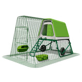 Omlet Portable Chicken Coop Go Up | Easy to Clean and Maintain Plastic Chicken Tractor | Cool in Summer, Warm in Winter Weatherproof Hen House | Green Coop with 6ft Run and Wheels