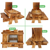 MIXXIDEA Squirrel Feeder Picnic Table with Tall Umbrella Set of 2, Wooden Squirrel Feeders for Outside, Cute Chipmunk Feeder with Corn Cob Holder, Solid Structure, Thick Wood (Rustic Brown 2pk)