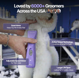 JOYZZE Falcon Cordless Clipper 2 Speed - Professional Grooming with Precision, Power, Low Noise, Dog Clippers for Grooming (Falcon Purple)