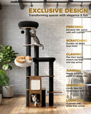 Purrlato 63" Modern Cat Tree Tower for Indoor Cats, Heavy Duty Cat Trees for Large Cat, Adult Maine Coon Cat Tree Tower with Scratching Post, Extra Large Top Perch, Cat Condos, Jet Black