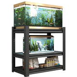 ZENITHLIVING 3-Tier Aquarium Stand, Heavy Duty Metal Fish Tank Rack, 31.5x18x34 Inches, Adjustable Shelves, Waterproof Black Storage Unit, 660 lbs Capacity