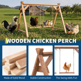 Chicken Perch with Swing, Chicken Roosting Bars for Coop Accessories, Wooden Chicken Run Toys Accessories for Chickens' Health and Happiness, Easy to Assemble & Clean