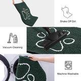Smiry Dog Door Mat for Muddy Paws, Absorbent Dirt Trapper Non Slip Quick Dry Washable Chenille Mat for Mud Dogs, Entry Rug for Indoor and Outdoor (59x24 Inches, Green and White)