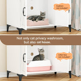 GOCAPTAIN Hidden Cat Box Enclosure with Shelf Storage, Sturdy Wood Cat Washroom Furniture, White
