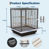 GarveeLife Small Bird Cage, 20 Inch Bird Cage, Parakeet Cage with Tray and Handle for Parrot Cockatiels Budgies Finch Lovebirds Pigeons, Black