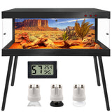 ROYXEN Reptile Tank 81 Gallon, Bearded Dragon Tank with Leg Stand, Tempered Glass Reptile Enclosure, Lizard Tank for Chameleon,Lizard Habitat (Black,47.5x19.5x19.5 Inch)
