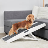 Carlson 39.5" Indoor Pet Ramp, White, Collapsible, Adjustable Height, Includes Handles, Non-Slip Carpet, and Rubber Feet