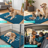 Smiry Dog Door Mat for Muddy Paws, Absorbent Dirt Trapper Non Slip Quick Dry Washable Chenille Mat for Mud Dogs, Entry Rug for Indoor and Outdoor (59x35 Inches, Atlantic Blue and White)