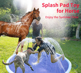 OOXYG Thickened Horse Splash Pad Toy, Anti-Slip Horse Bathtub for Summer, Durable Outdoor Water Play Mat for Horse and Dog, Pet Swimming Pool Bathtub(78in, Blue)