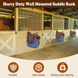 MIYABALA 2 Pack Saddle Rack with Pad Bar for Horse, Heavy Duty Wall Mounted Saddle Rack Stand Detachable for English Western Saddles Horses Blanket, Accessories Storage